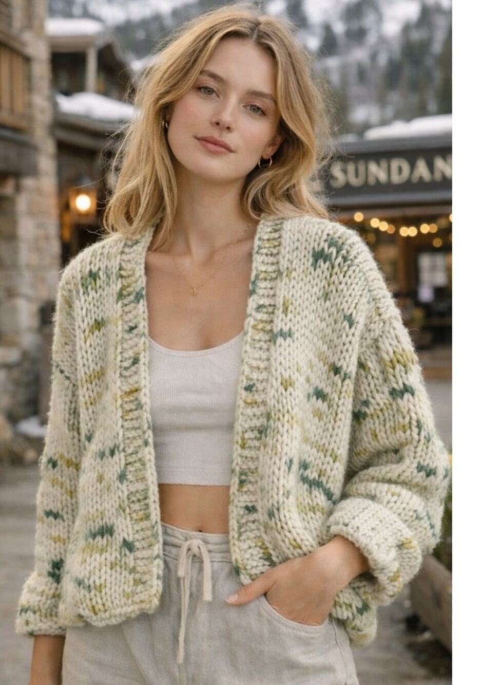 Sien + Co Handknit Merino Wool Cardigan Artisan Chunky Knit Sweater Rare
